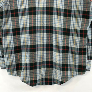 St Johns Bay Men's Button Up Shirt Outdoor Flannel Vtg Plaid Blue Green Size L