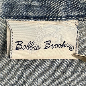 Bobbie Brooks Women's Denim Button Up Cardinal Holiday Stitching Vtg Blue Size L