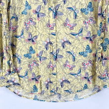 Westbound Women's Butterfly Blouse Lightweight Button Up Floral Yellow Size XL