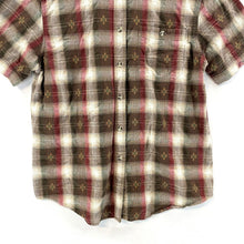 Cabin Creek Women's Brown Plaid Button Up Shirt Aztec Stitching Size L