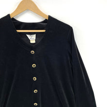 Maren & Maren Women's Button Up Blouse Velvet Tunic Vtg Made USA Black Size M