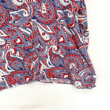 Westbound Women's Button Up Linen Blend Flowy Tunic Paisley Blue Red Size L