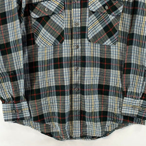 St Johns Bay Men's Button Up Shirt Outdoor Flannel Vtg Plaid Blue Green Size L