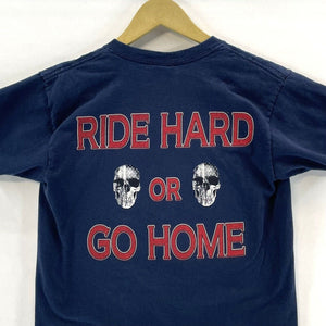 Gildan Women's T Shirt Ride Hard The Dunes USA Flag Skull Size Youth M Adult XS