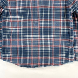 Haband Men's Button Up Shirt Plaid Cotton Flannel Outdoor Workwear Blue Size L