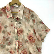 Alfred Dunner Women's Sheer Blouse Floral Vtg Made USA Beige Pink Size 24W