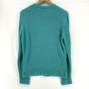 National Women's Knit Sweater Cozy Button Cardigan Teal Blue Size L