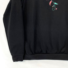 Blair Women's Layered Sweatshirt Floral Embroidery Soft Cozy Vtg Black Size S