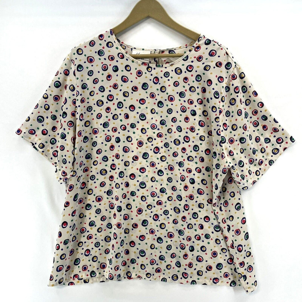 Kathie Lee Women's Polka Dot Blouse Sheer Flowy Office Vtg Beige Size XL