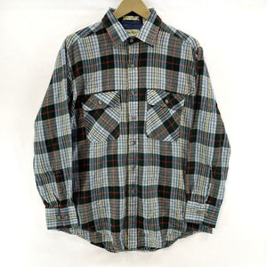 St Johns Bay Men's Button Up Shirt Outdoor Flannel Vtg Plaid Blue Green Size L