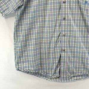 Twenty X Wrangler Men's Button Up Shirt Pastel Plaid Blue Green Vtg Size L