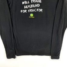 John Deere Women's Soft T Shirt Will Trade Husband For Tractor Fun Black Size L