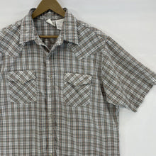 Express Rider Men's Button Up Shirt Pearl Snap Vtg Made USA Plaid Gray Size L