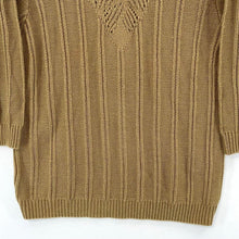 Blair Women's Knit Top Ribbed Lightweight Sweater Cozy VTG Camel Brown Size M