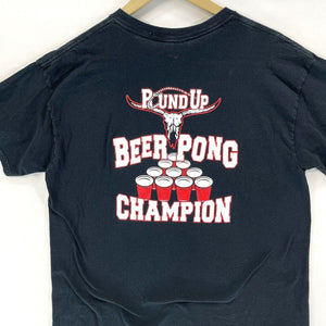 Gildan Men's T Shirt Round Up Beer Pong Champion Black Size L