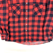 American Edition Men's Button Up Shirt Made USA Plaid Flannel Black Red Size XL