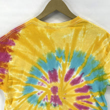 Colortone Women's Cropped T Shirt Elk River Canoe Tie Dye Spiral Yellow Size L