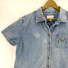 Ladies Faded Blue Denim Blouse 1X