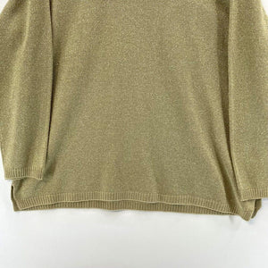 Anthony Richards Women's Knit Sweater Holiday Shiny Gold Beige Size 1X