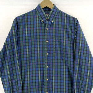 McGregor Classics Men's Button Up Shirt Lightweight Vtg Plaid Blue Green Size S