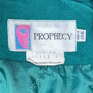 Prophecy Women's Wool Blazer Jacket Pockets Lined Vtg Made USA Green Size 6