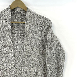 Vintage Women's Cozy Knit Sweater Open Cardigan Pockets Heather Gray Size S