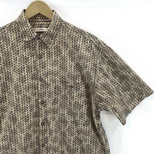 Campia Moda Men's Button Up Shirt Geometric Arrow Tribal Oversized Beige Size M