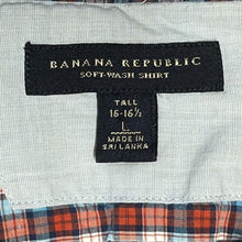 Banana Republic Men's Soft Wash Shirt Plaid Button Up Blue Red Tall Size 16-16.5