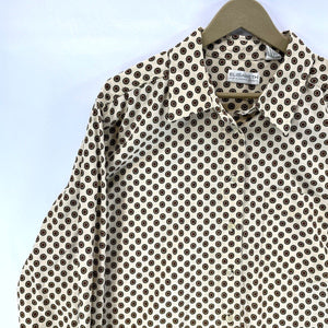 Liz Claiborne Women's Blouse Light Button Up Sunflower Polka Dot Beige Size 20