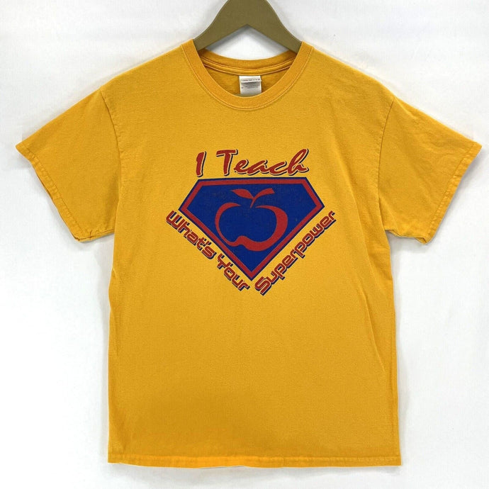 Gildan Men's Graphic T Shirt I Teach Whats Your Superpower Apple Yellow Size M