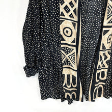 Metroline Women's Flowy Duster Light Jacket Tribal Dot Vtg Made USA Black Size L