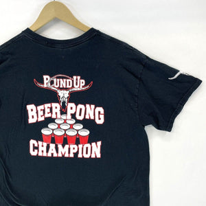 Gildan Men's T Shirt Round Up Beer Pong Champion Black Size L