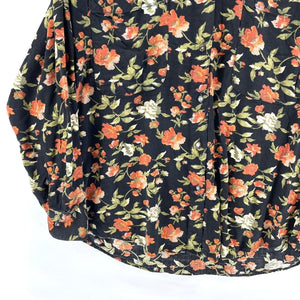 Get! Women's Black Floral Tunic Blouse with Flowey Silhouette  Size M