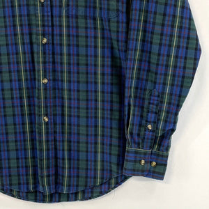 McGregor Classics Men's Button Up Shirt Lightweight Vtg Plaid Blue Green Size S