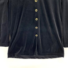 Maren & Maren Women's Button Up Blouse Velvet Tunic Vtg Made USA Black Size M