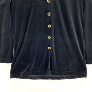 Maren & Maren Women's Button Up Blouse Velvet Tunic Vtg Made USA Black Size M