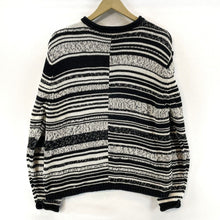 Elegant Black White Stripe Sweater XL