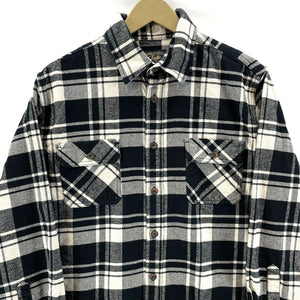 Jachs Men's Plaid Button Up Shirt Heritage Flannel Outdoor Black White Size L