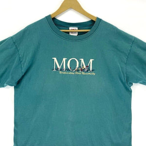 Top Threads Women's T Shirt Mom Stitching Flower Garden Vtg USA Green Size XL