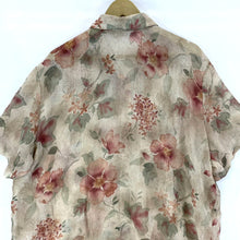 Alfred Dunner Women's Sheer Blouse Floral Vtg Made USA Beige Pink Size 24W