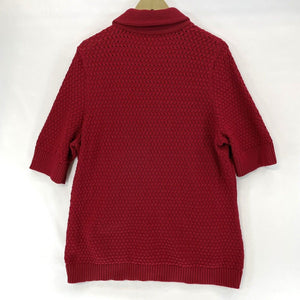 Chaps Women's Button Cardigan Sheer Knit Sweater Top Pockets Vtg Red Size L