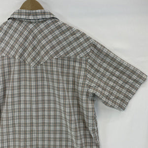 Pearl Snap Shirt Gray Plaid L