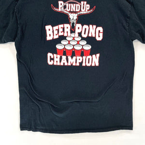 Gildan Men's T Shirt Round Up Beer Pong Champion Black Size L