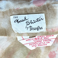 The Mad Shirter Women's Button Blouse Sheer 70s Collar Swirl Pink Beige Size 12