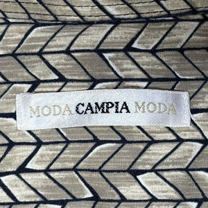 Campia Moda Men's Button Up Shirt Geometric Arrow Tribal Oversized Beige Size M