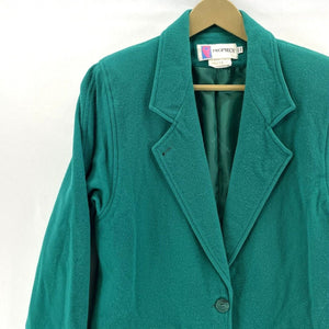 Prophecy Women's Wool Blazer Jacket Pockets Lined Vtg Made USA Green Size 6