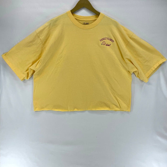 Pluma Women's Cropped T Shirt Gail Family Florist Stitching Yellow Size 2XL