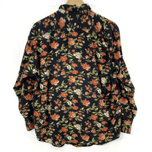 Get! Women's Black Floral Tunic Blouse with Flowey Silhouette  Size M