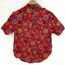 Leslie Fay Women's Button Up Blouse Paisley Tribal Geometric Vtg Red Size 4