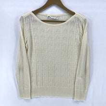 Garland Women's Sheer Sweater Herringbone Arrow Knit Lightweight Beige Size S